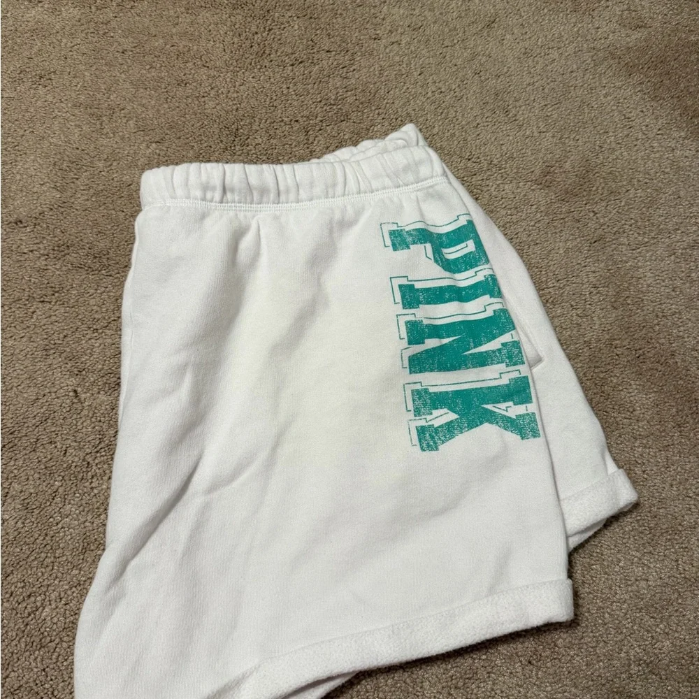 PINK Victoria's Secret White Elastic Waist Drawstring Shorts - Picture 4 of 4